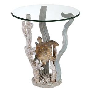 Glass Top Turtle Accent Table