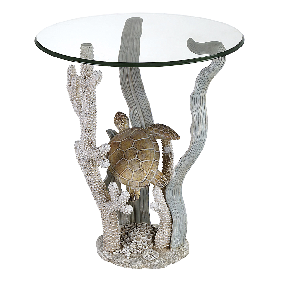 Glass Top Turtle Accent Table