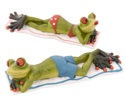 Sunbathing Frog Figurine